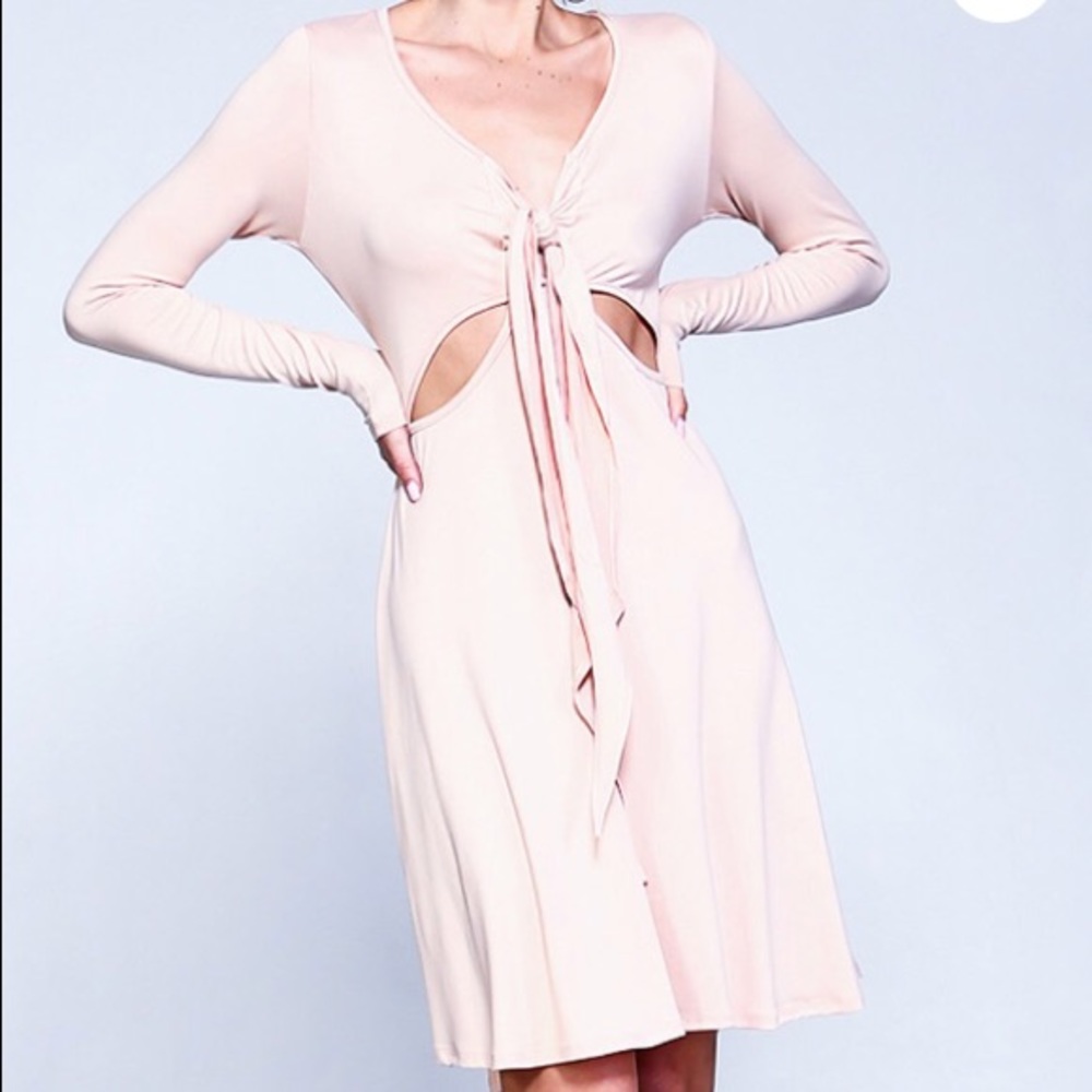 Nude Cutout- Accent A-Line Dress